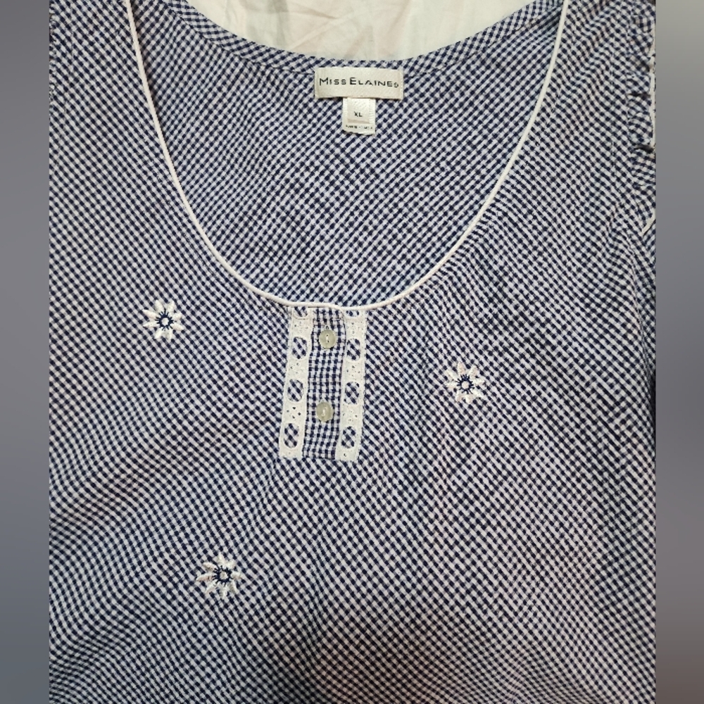 Miss Elaine Night Shirt Size XL BLUE New Slip On Pj's Women's Sleepwear